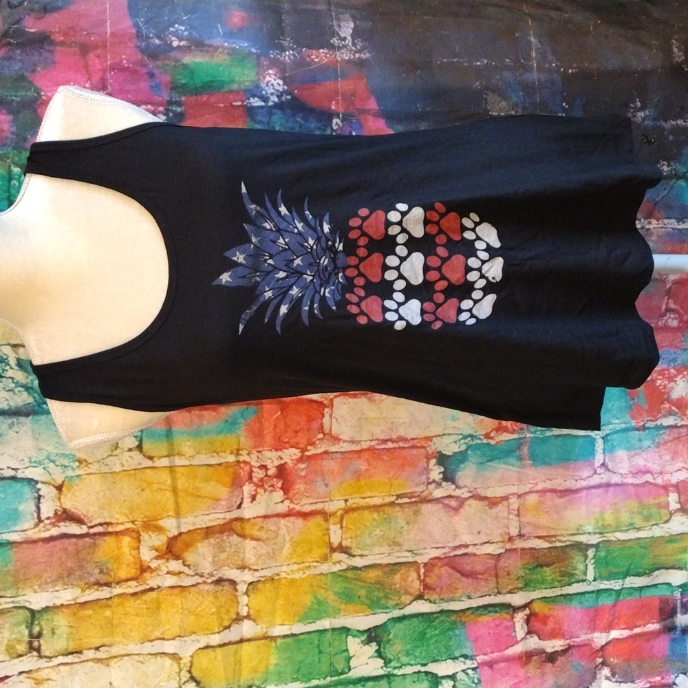Next Level black Flag Color Pineapple Razorback Tank Top BNWT